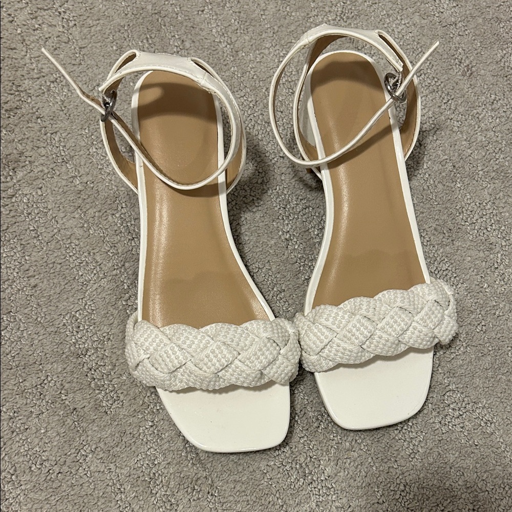 Steve Madden White Braided Sandals